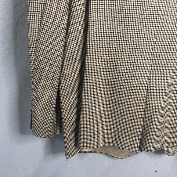 Eddie Bauer Blazer Men’s 46 Tall Brown Burgundy Houndstooth Silk Wool Jacket - Picture 10 of 16